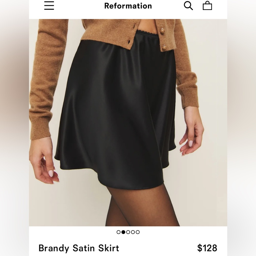 Reformation Black Satin Mini Skirt - Picture 10 of 11